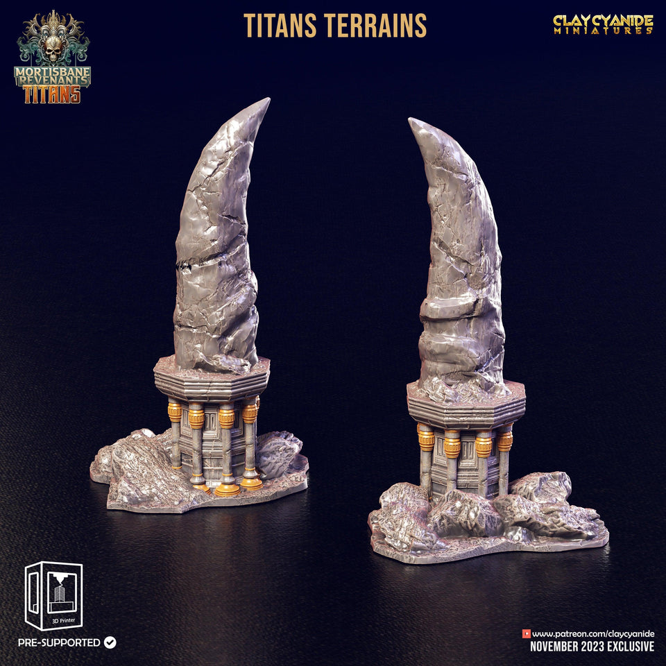 3D Printed Clay Cyanide Titan Terrain Set Mortisbane Titans Set 28 32 mm D&D - Charming Terrain