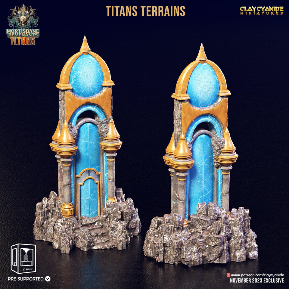 3D Printed Clay Cyanide Titan Terrain Set Mortisbane Titans Set 28 32 mm D&D - Charming Terrain
