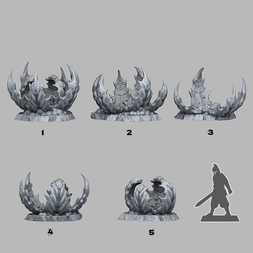 3D Printed Fantastic Plants and Rocks Alien Carnivorous Plants 28mm - 32mm D&D Wargaming - Charming Terrain