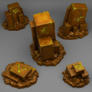 3D Printed Fantastic Plants and Rocks Ancient Magic Stones 28mm - 32mm D&D Wargaming - Charming Terrain