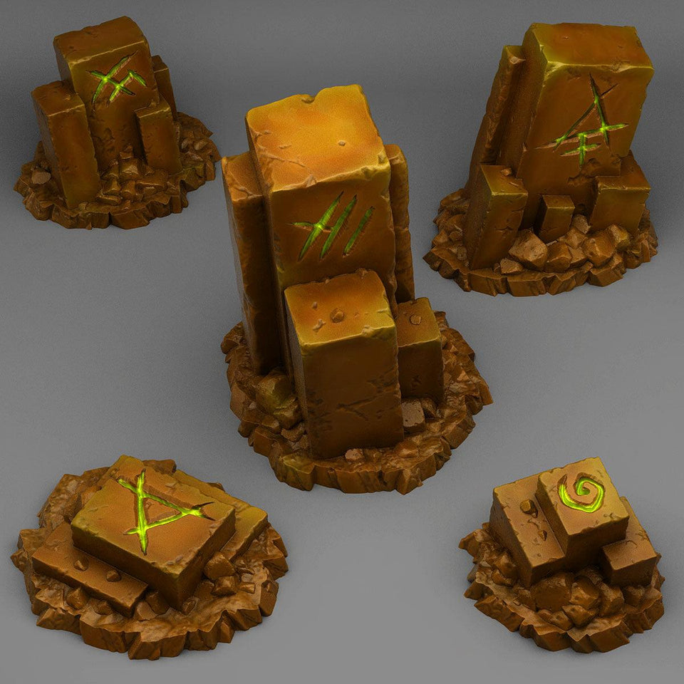 3D Printed Fantastic Plants and Rocks Ancient Magic Stones 28mm - 32mm D&D Wargaming - Charming Terrain