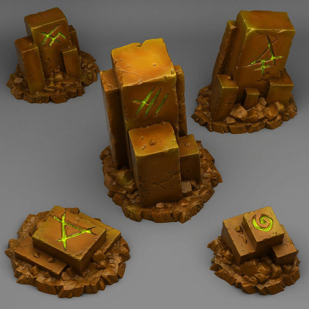 3D Printed Fantastic Plants and Rocks Ancient Magic Stones 28mm - 32mm D&D Wargaming - Charming Terrain