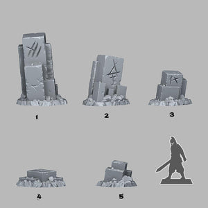 3D Printed Fantastic Plants and Rocks Ancient Magic Stones 28mm - 32mm D&D Wargaming - Charming Terrain