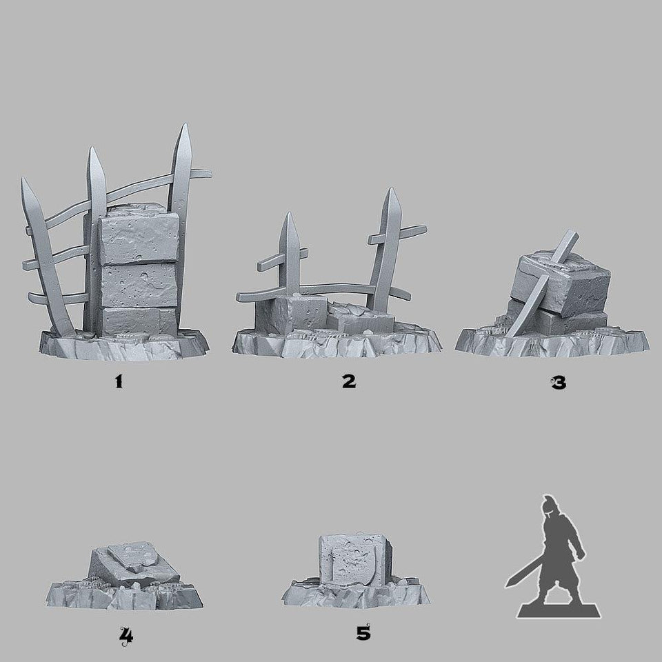 3D Printed Fantastic Plants and Rocks Autumn Ruins 28mm - 32mm D&D Wargaming - Charming Terrain