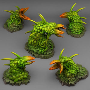 3D Printed Fantastic Plants and Rocks Carnivorous Hedges 28mm - 32mm D&D Wargaming - Charming Terrain