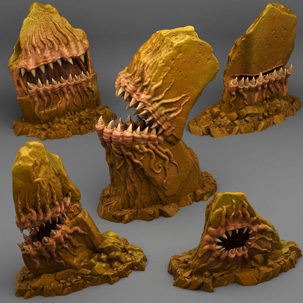 3D Printed Fantastic Plants and Rocks Carnivorous Stones 28mm - 32mm D&D Wargaming - Charming Terrain