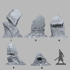 3D Printed Fantastic Plants and Rocks Carnivorous Stones 28mm - 32mm D&D Wargaming - Charming Terrain