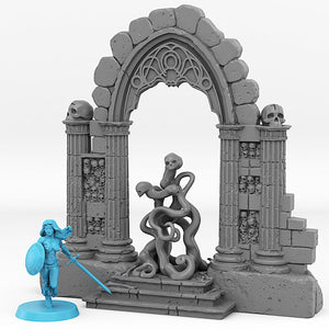 3D Printed Fantastic Plants and Rocks Catacomb Portal With Its Ghost Skulls Effect 28mm - 32mm D&D Wargaming - Charming Terrain