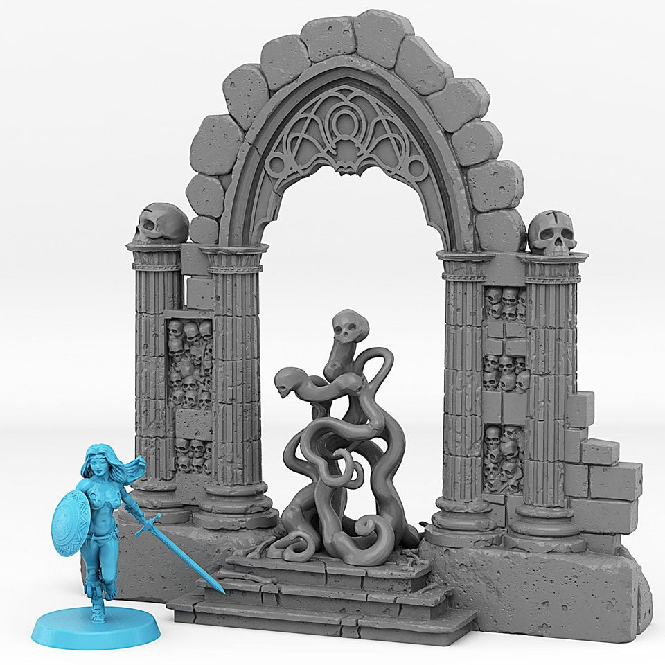 3D Printed Fantastic Plants and Rocks Catacomb Portal With Its Ghost Skulls Effect 28mm - 32mm D&D Wargaming - Charming Terrain