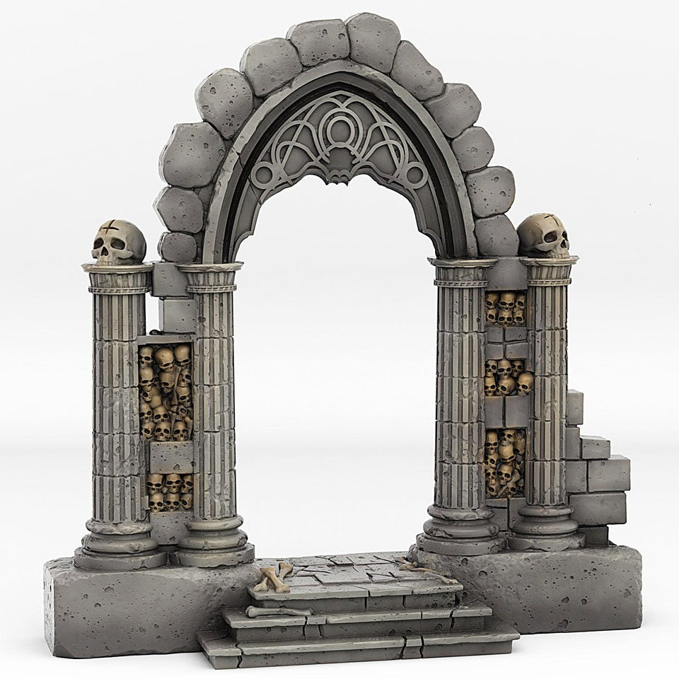 3D Printed Fantastic Plants and Rocks Catacomb Portal With Its Ghost Skulls Effect 28mm - 32mm D&D Wargaming - Charming Terrain