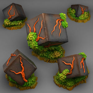 3D Printed Fantastic Plants and Rocks Corrupted Rocks 28mm - 32mm D&D Wargaming - Charming Terrain