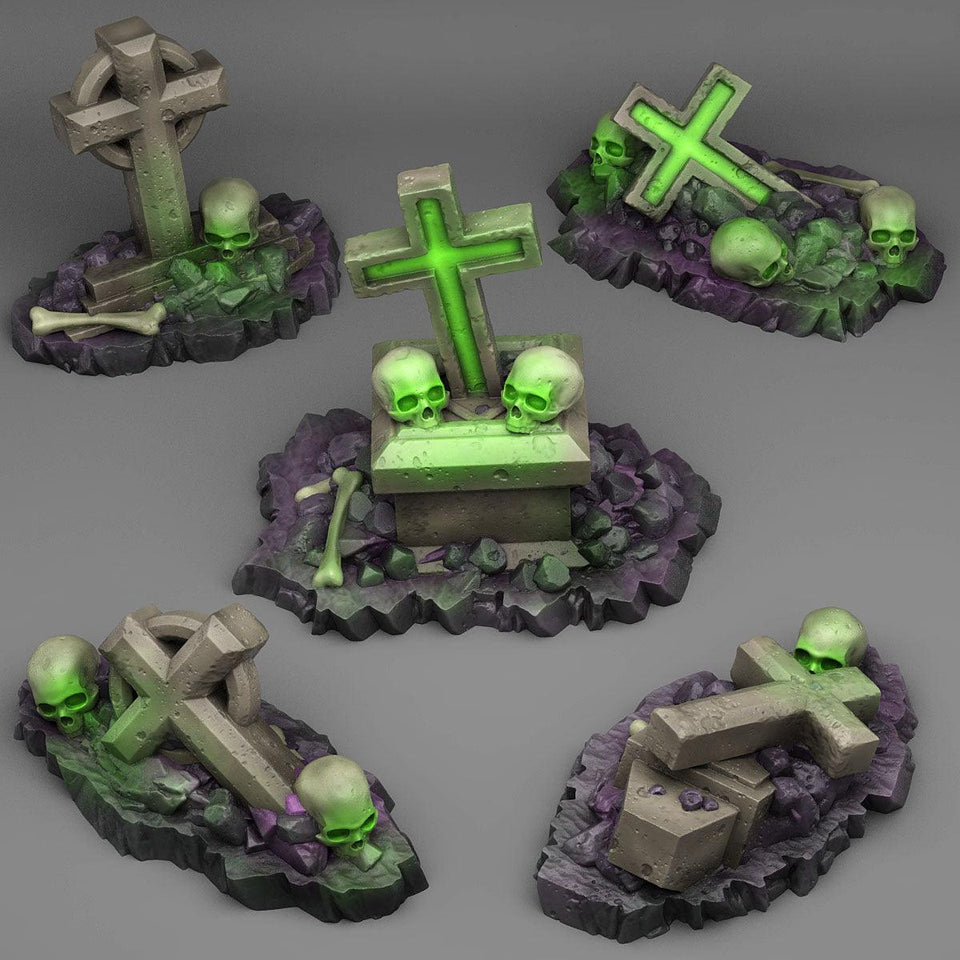 3D Printed Fantastic Plants and Rocks Creepy Cemetery Tombs 28mm - 32mm D&D Wargaming - Charming Terrain