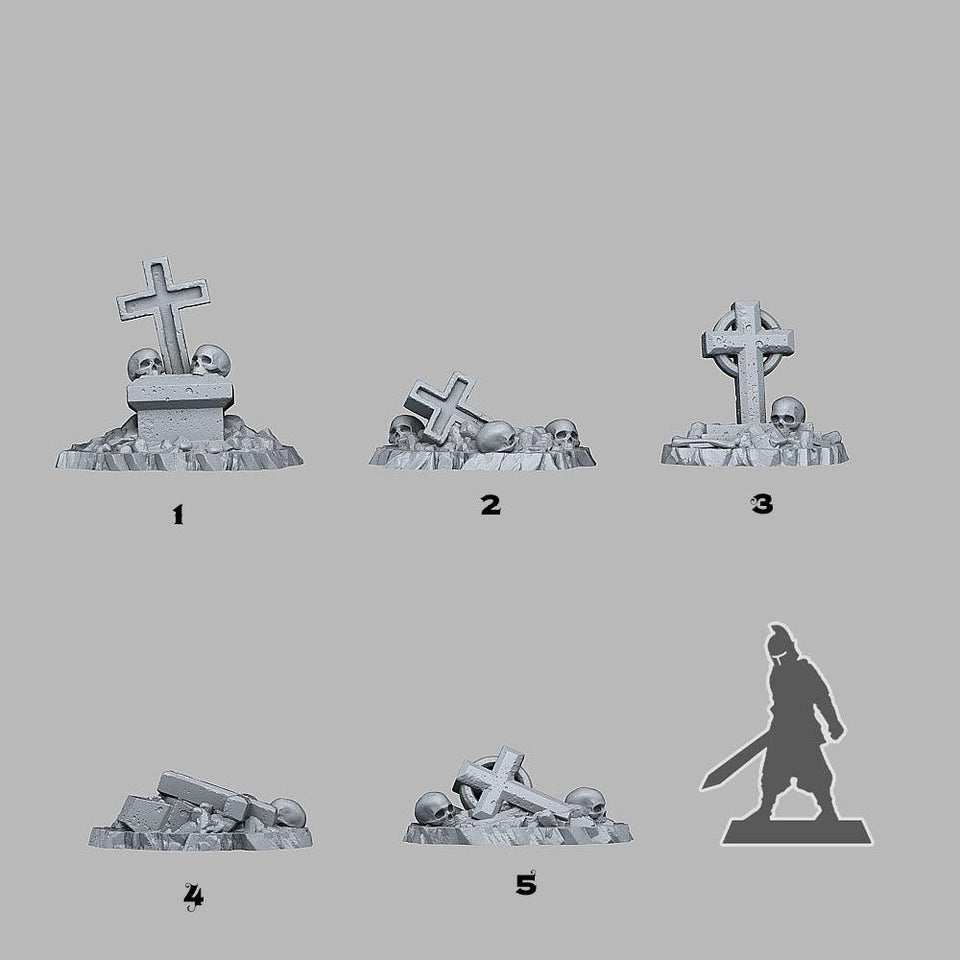 3D Printed Fantastic Plants and Rocks Creepy Cemetery Tombs 28mm - 32mm D&D Wargaming - Charming Terrain