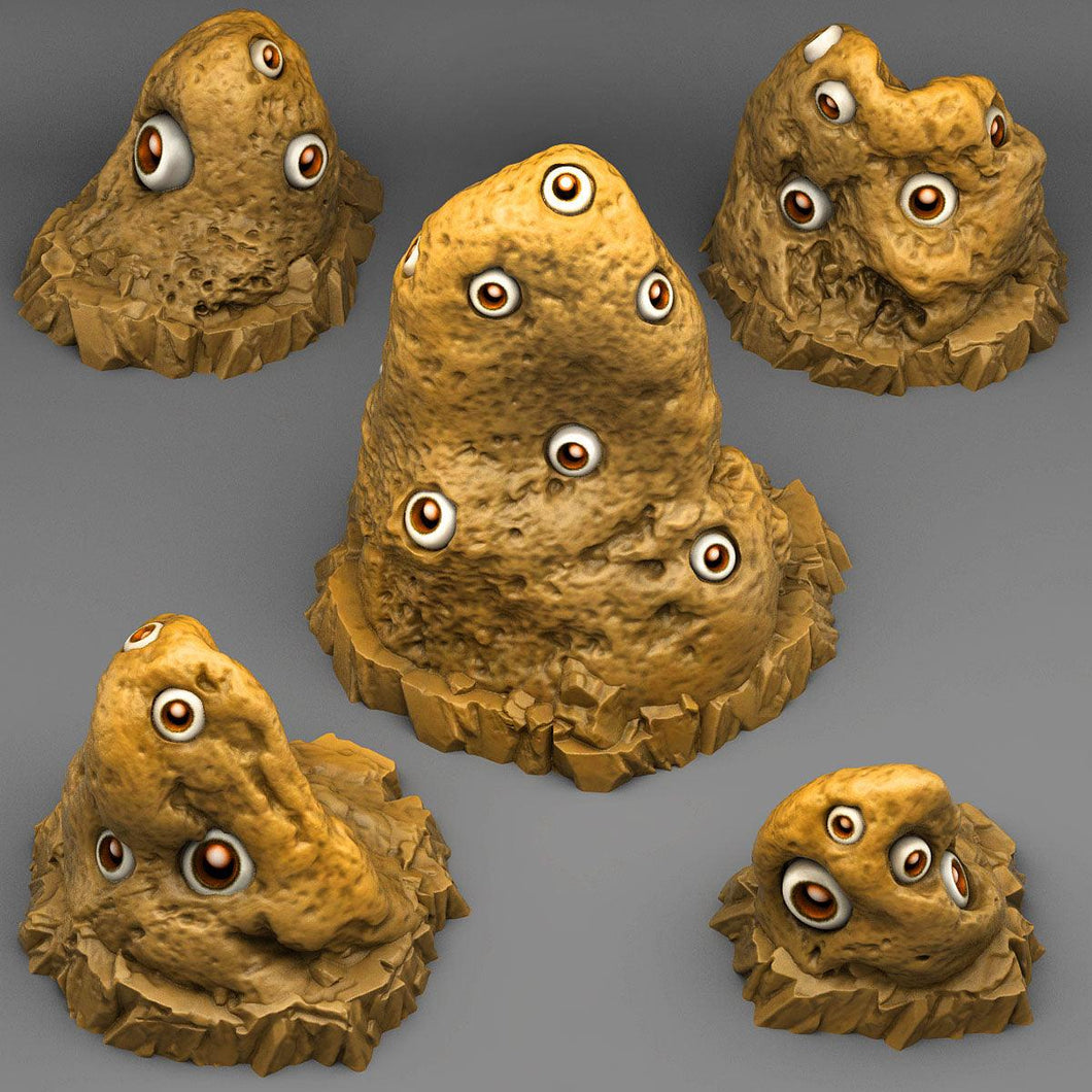3D Printed Fantastic Plants and Rocks Curious Eyes Stones 28mm - 32mm D&D Wargaming - Charming Terrain