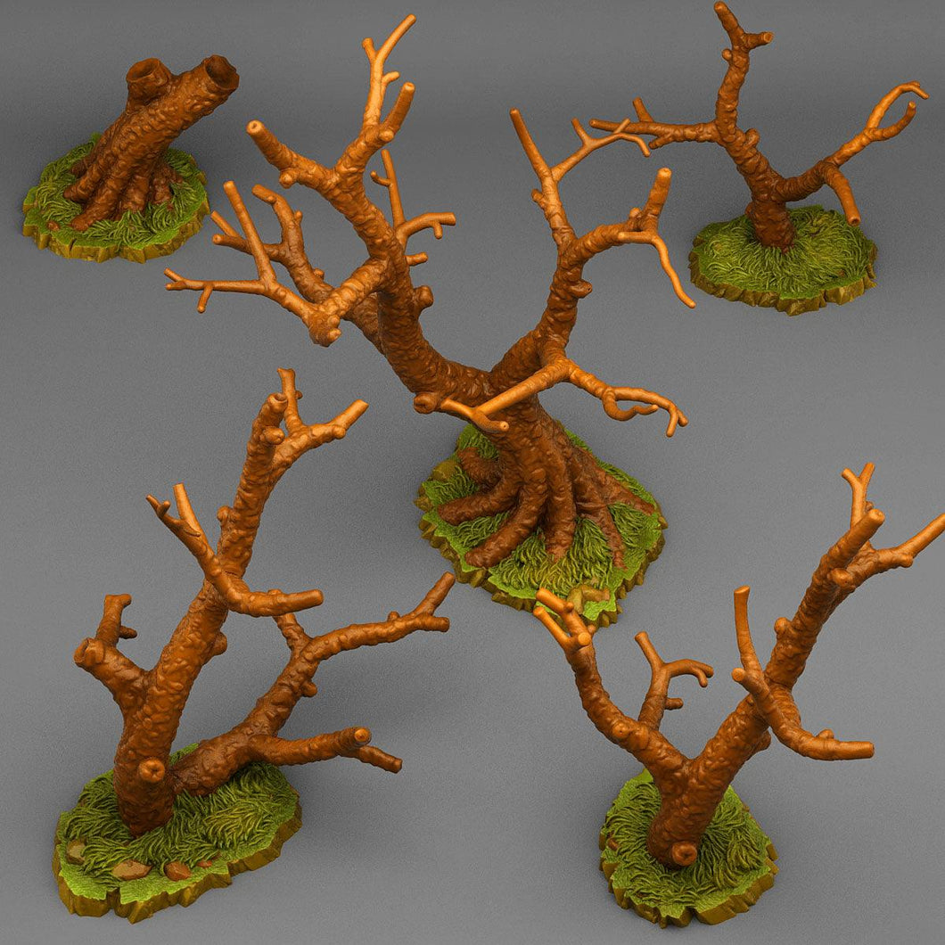 3D Printed Fantastic Plants and Rocks Dead Trees 28mm - 32mm D&D Wargaming - Charming Terrain