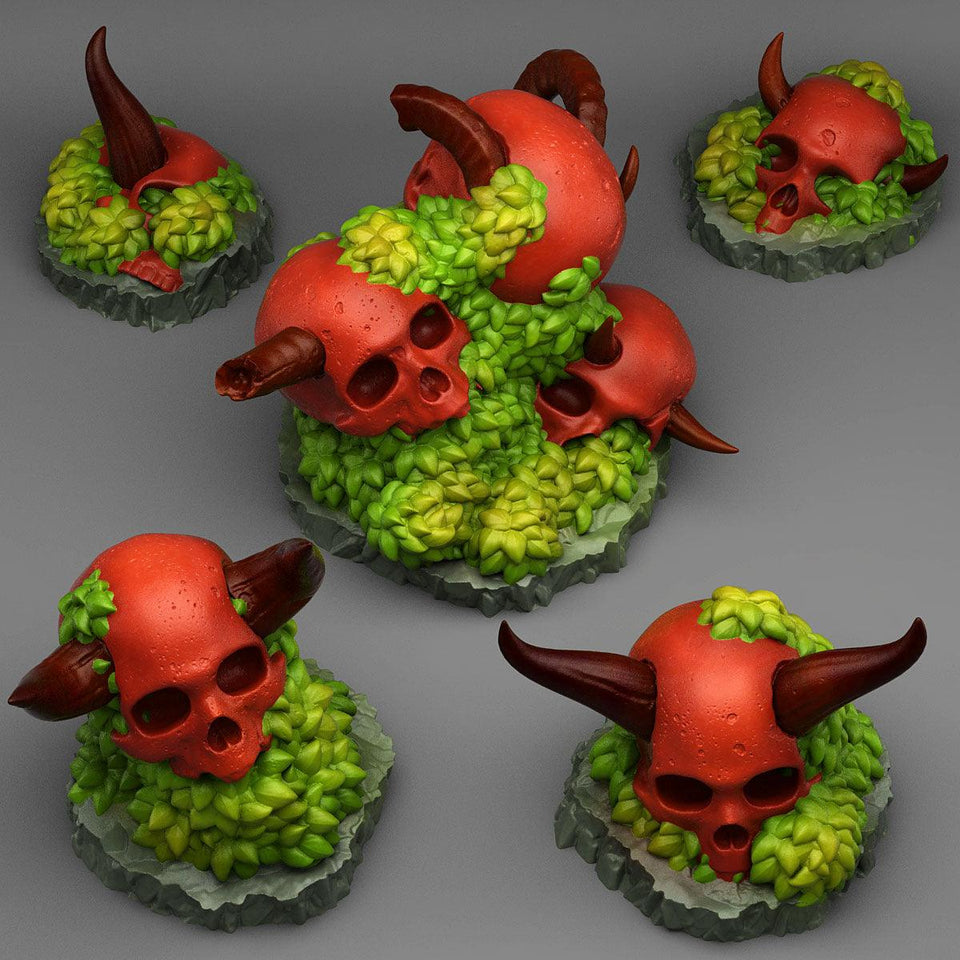 3D Printed Fantastic Plants and Rocks Devil Skulls 28mm - 32mm D&D Wargaming - Charming Terrain