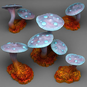 3D Printed Fantastic Plants and Rocks Fantasy Mushrooms 28mm - 32mm D&D Wargaming - Charming Terrain
