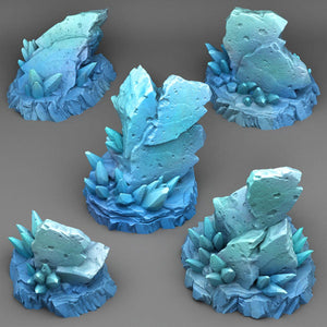 3D Printed Fantastic Plants and Rocks Frozen Rocks 28mm - 32mm D&D Wargaming - Charming Terrain