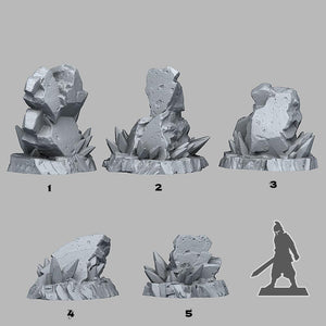 3D Printed Fantastic Plants and Rocks Frozen Rocks 28mm - 32mm D&D Wargaming - Charming Terrain