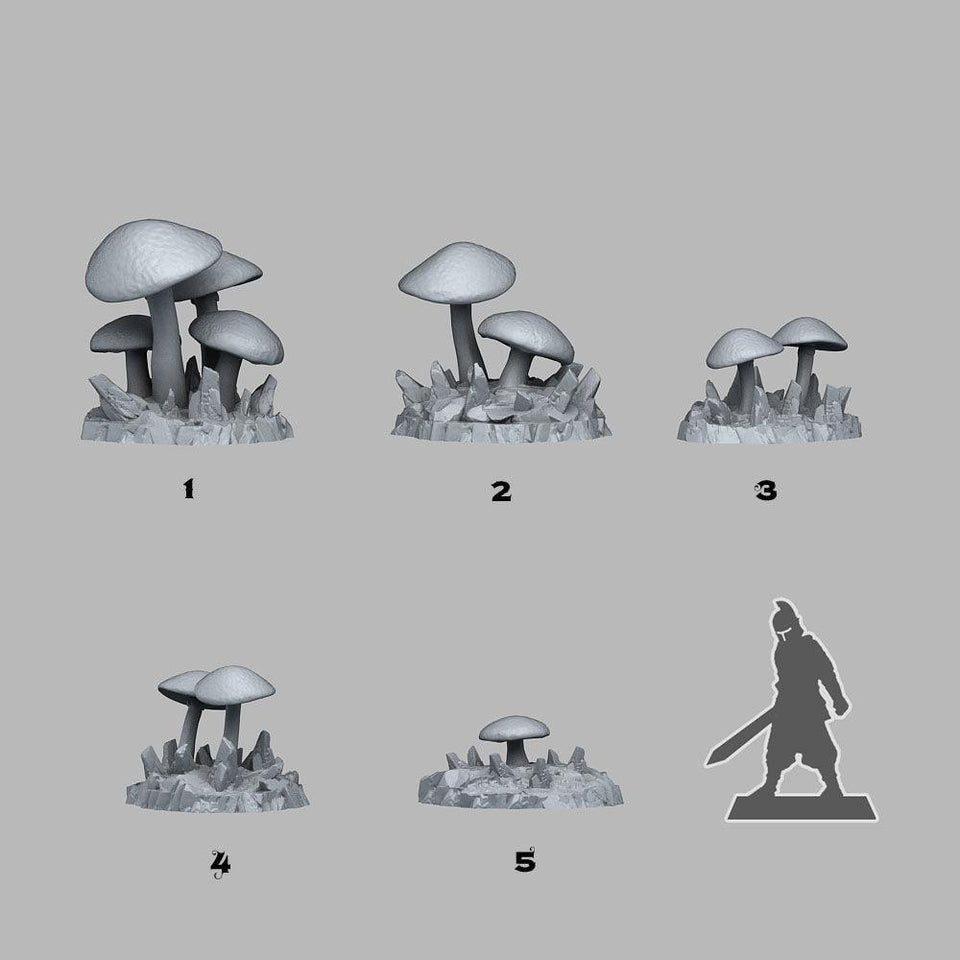 3D Printed Fantastic Plants and Rocks Giant Desert Mushrooms 28mm - 32mm D&D Wargaming - Charming Terrain
