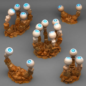 3D Printed Fantastic Plants and Rocks Robotic Eyes Plants 28mm - 32mm D&D Wargaming - Charming Terrain