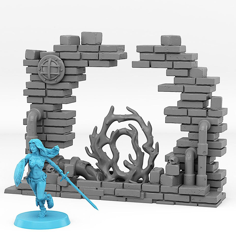3D Printed Fantastic Plants and Rocks Sewer Portal With Its Toxic Liquid Effect 28mm - 32mm D&D Wargaming - Charming Terrain