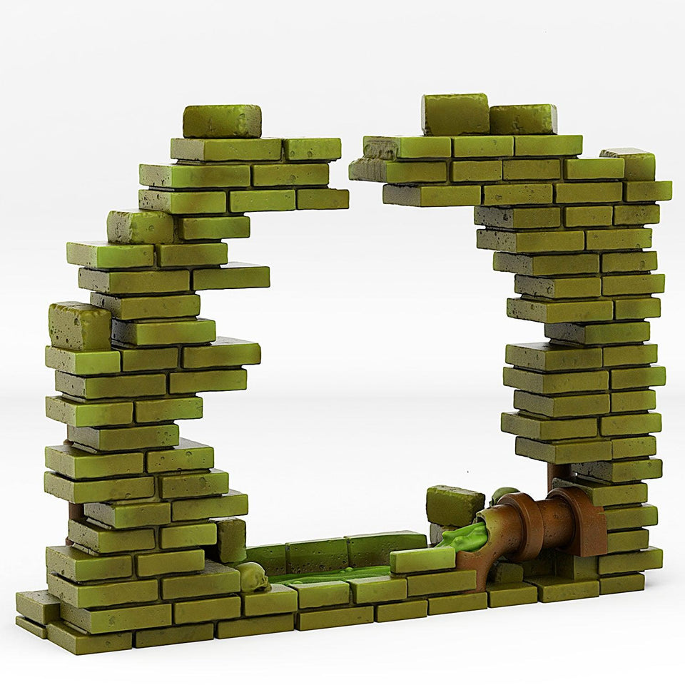 3D Printed Fantastic Plants and Rocks Sewer Portal With Its Toxic Liquid Effect 28mm - 32mm D&D Wargaming - Charming Terrain