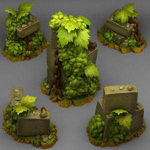 3D Printed Fantastic Plants and Rocks Spring Ruins 28mm - 32mm D&D Wargaming - Charming Terrain