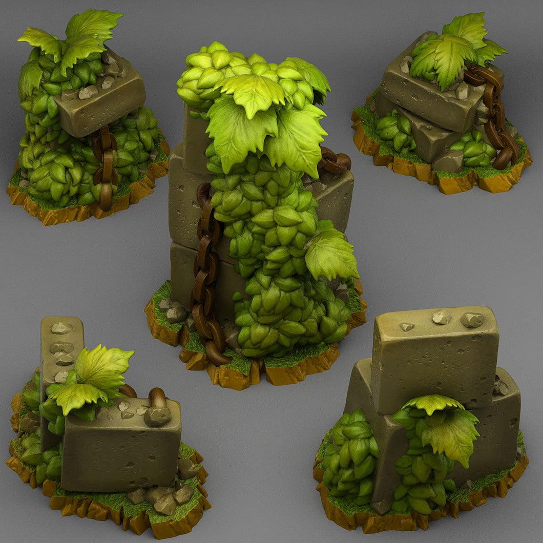 3D Printed Fantastic Plants and Rocks Spring Ruins 28mm - 32mm D&D Wargaming - Charming Terrain