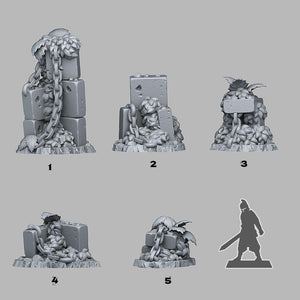 3D Printed Fantastic Plants and Rocks Spring Ruins 28mm - 32mm D&D Wargaming - Charming Terrain
