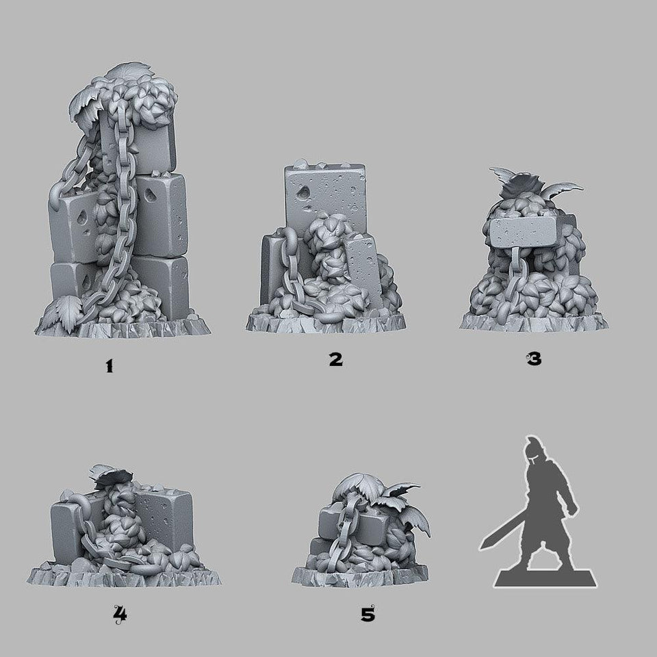 3D Printed Fantastic Plants and Rocks Spring Ruins 28mm - 32mm D&D Wargaming - Charming Terrain