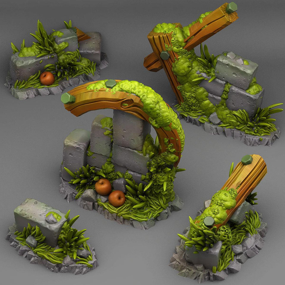 3D Printed Fantastic Plants and Rocks Summer Ruins 28mm - 32mm D&D Wargaming - Charming Terrain
