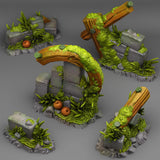 3D Printed Fantastic Plants and Rocks Summer Ruins 28mm - 32mm D&D Wargaming - Charming Terrain