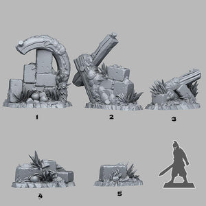 3D Printed Fantastic Plants and Rocks Summer Ruins 28mm - 32mm D&D Wargaming - Charming Terrain