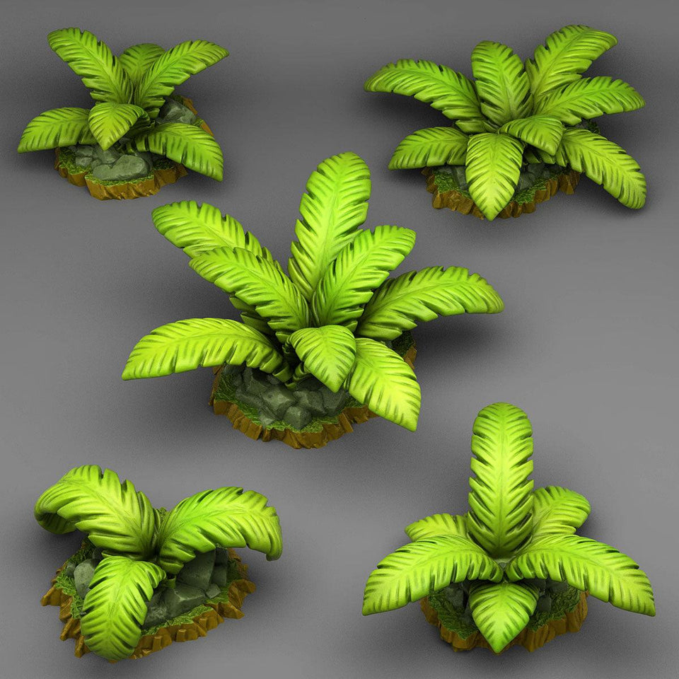 3D Printed Fantastic Plants and Rocks Tropical Island Plants 28mm - 32mm D&D Wargaming - Charming Terrain