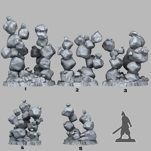3D Printed Fantastic Plants and Rocks Zero Gravity Stones 28mm - 32mm D&D Wargaming - Charming Terrain