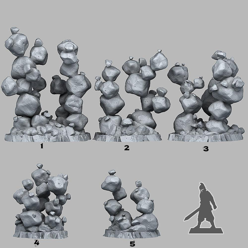 3D Printed Fantastic Plants and Rocks Zero Gravity Stones 28mm - 32mm D&D Wargaming - Charming Terrain