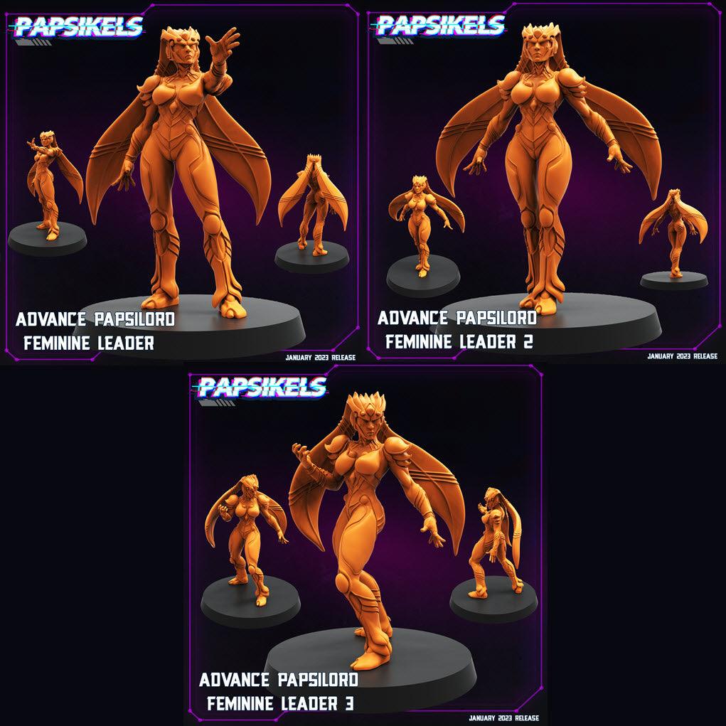 3D Printed Papsikels Advance Papsilord Feminine Leader Set January 2024 Cyberpunk 28mm 32mm - Charming Terrain