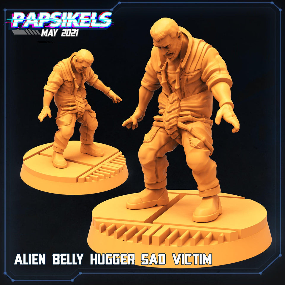 3D Printed Papsikels Alien Belly Hugger Sad Victim Aliens vs Humans 28mm 32mm - Charming Terrain