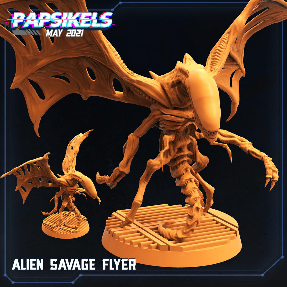3D Printed Papsikels Alien Flying Savage Aliens vs Humans 28mm 32mm - Charming Terrain