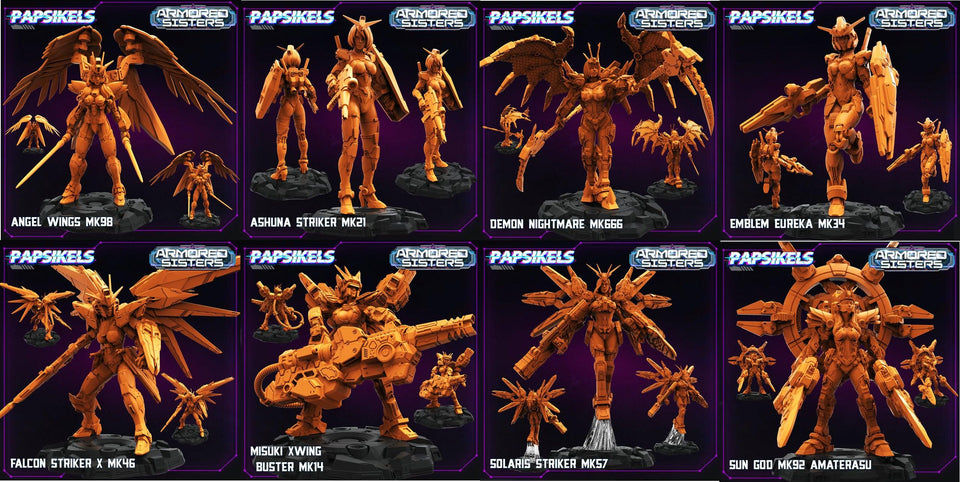 3D Printed Papsikels Armored Sisters Set 28mm 32mm - Charming Terrain