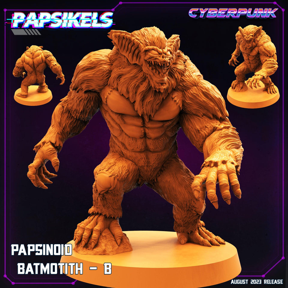 3D Printed Papsikels August 2023 - Cyberpunk Papsinoid Batmotith Set 28mm 32mm - Charming Terrain