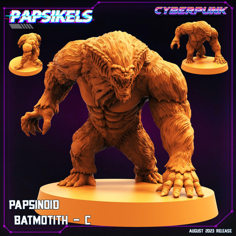 3D Printed Papsikels August 2023 - Cyberpunk Papsinoid Batmotith Set 28mm 32mm - Charming Terrain