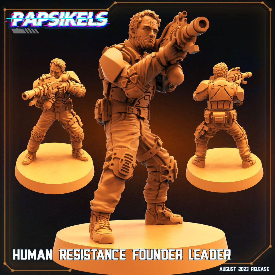 3D Printed Papsikels August 2023 - Xenowars Genesis Human Resistance Founder Leader 28mm 32mm - Charming Terrain