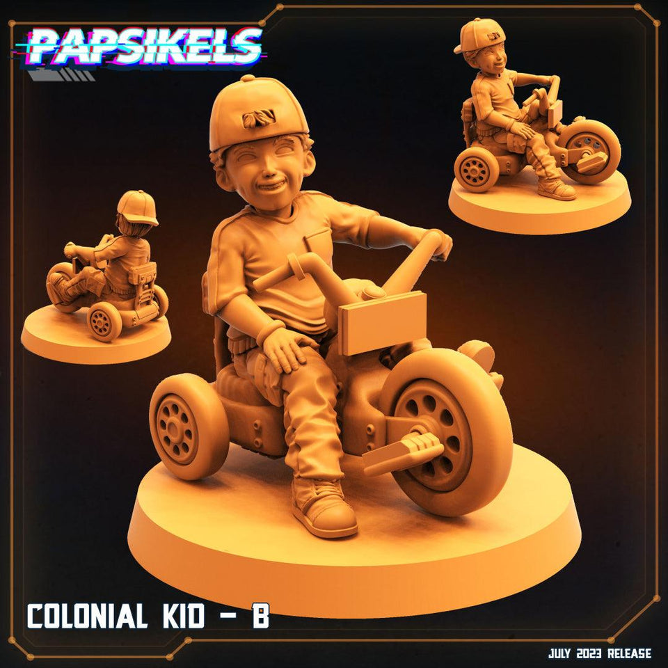 3D Printed Papsikels - Colonial Kids - 28mm 32mm - Charming Terrain