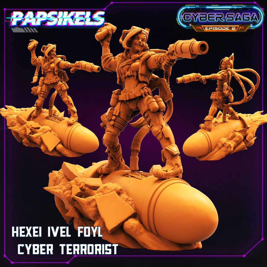 3D Printed Papsikels - Cyber Saga Episode 2 Hexei Ivel Foyl Cyber Terrorist - 28mm 32mm - Charming Terrain