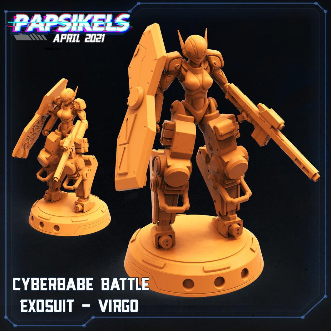 3D Printed Papsikels - Cyberbabe Battle Exosuit - Virgo - 28mm 32mm - Charming Terrain