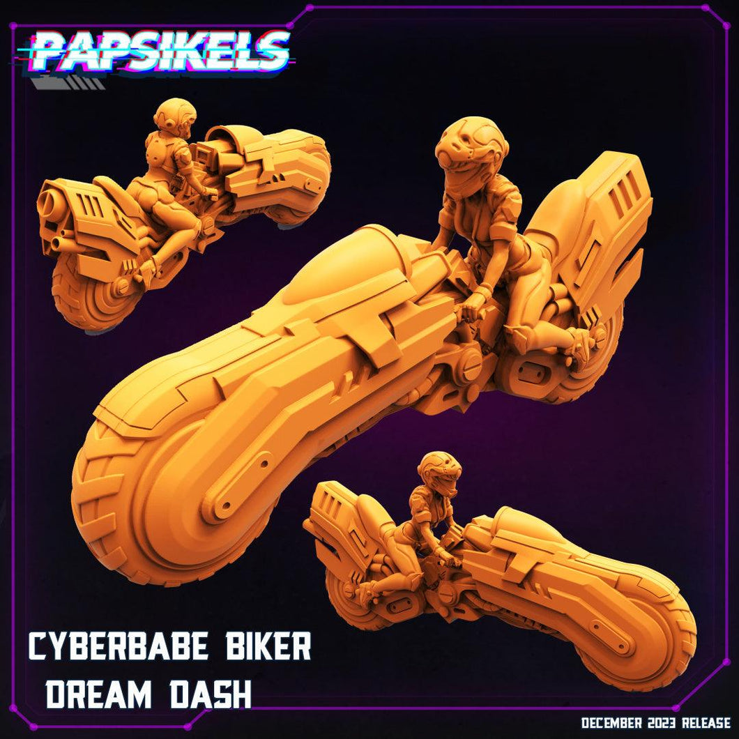 3D Printed Papsikels Cyberbabe Biker Dreamdash 28mm 32mm - Charming Terrain