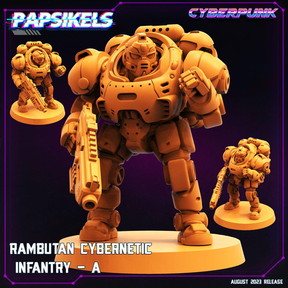 3D Printed Papsikels Cyberpunk Rambutan Cybernetic Infantry Squad Set 28mm 32mm - Charming Terrain
