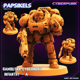3D Printed Papsikels Cyberpunk Rambutan Cybernetic Infantry Squad Set 28mm 32mm - Charming Terrain
